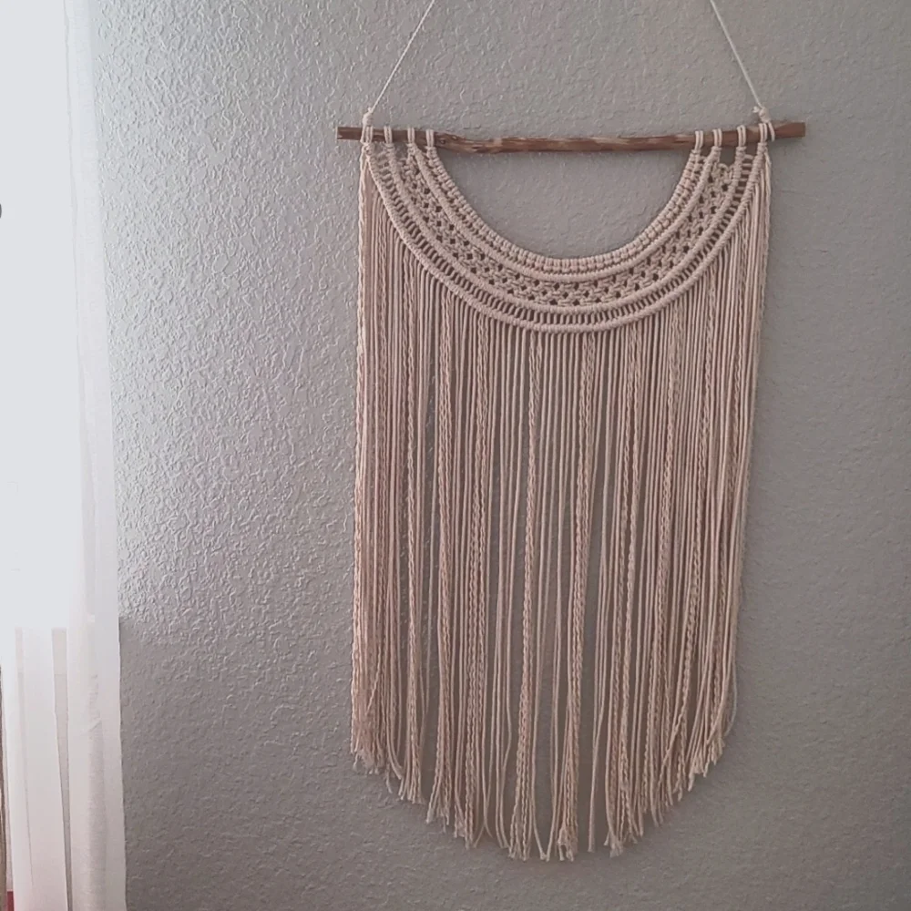 Handcrafted Macrame Wall Hanging Real Oak Natural Boho Catcher and Cord OS